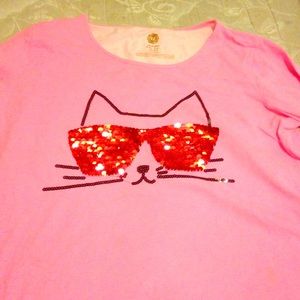 Kids pink long sleeve cat shirt
